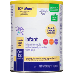Tippy Toes 0 to 12 Months Infant Milk-Based Powder with Iron Infant Formula 34 oz