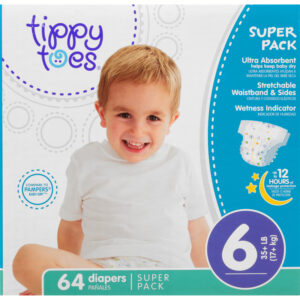 Tippy Toes Super Pack 6 (35+ Lb) Diapers 64 64 ea Box