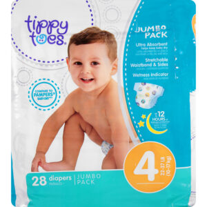Tippy Toes Jumbo Pack 4 (22-37 Lb) Diapers 28 28 ea Bag
