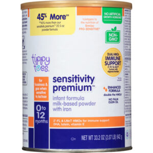 Tippy Toes 0 to 12 Months Sensitivity Premium Milk-Based Powder with Iron Infant Formula 33.2 oz