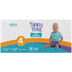 Tippy Toes Size 4 (22-37 lb) Ultra Absorbent Diapers Super Pack 92 ea