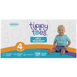 Tippy Toes Ultra Absorbent Diapers Size 4 (22-37 lb) Giant Pack 128 ea