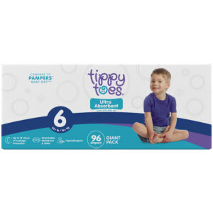 Tippy Toes Size 6 (35+ lb) Ultra Absorbent Diapers Giant Pack 96 ea