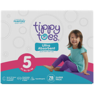 Tippy Toes Size 5 (27+ lb) Ultra Absorbent Diapers Super Pack 78 ea