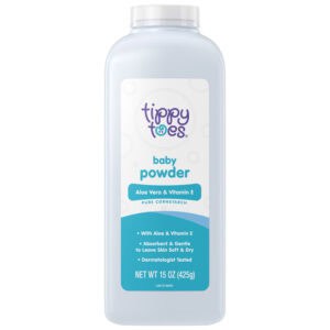 Tippy Toes Pure Cornstarch Aloe Vera & Vitamin E Baby Powder 15 oz
