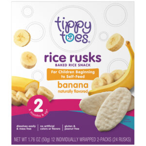 Tippy Toes Banana Rice Rusks Baked Rice Snack 12 ea