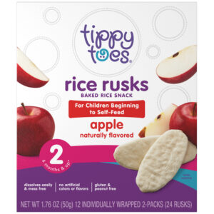 Tippy Toes Apple Rice Rusks Baked Rice Snack 12 ea