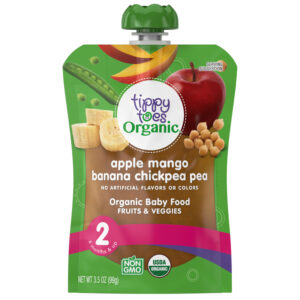 Tippy Toes Organic 2 (6 Months & Up) Apple Mango Banana Chickpea Pea Baby Food 3.5 oz