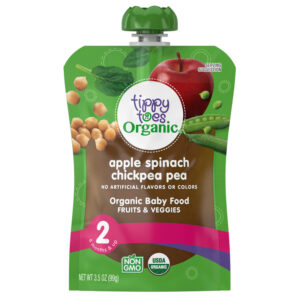 Tippy Toes Organic 2 (6 Months & Up) Apple Spinach Chickpea Pea Baby Food 3.5 oz