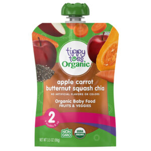 Tippy Toes Organic 2 (6 Months & Up) Apple Carrot Butternut Squash Chia Baby Food 3.5 oz