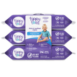 Tippy Toes Thick & Quilted Fragrance Free Wipes 3 - 72 Wipe Packs