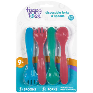 Tippy Toes Disposable 9+ Months Forks & Spoons 16 Each