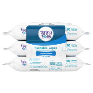 Tippy Toes Flushable Fragrance Free Wipes 150 ea