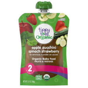 Tippy Toes Organic 2 (6 Months & Up) Apple Zucchini Spinach Strawberry Baby Food 3.5 oz