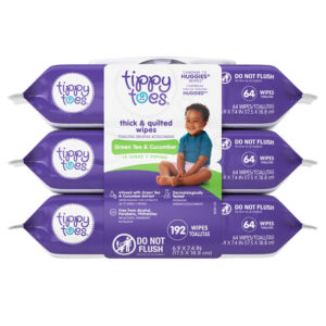 Tippy Toes Thick & Quilted Green Tea & Cucumber Wipes 3 - 64 Wipe Packs