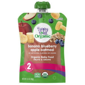 Tippy Toes Organic 2 (6 Months & Up) Banana Blueberry Apple Oatmeal Baby Food 3.5 oz