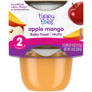 Tippy Toes 2 (6 Months & Up) Fruits Apple Mango Baby Food 2 - 4 oz Cups