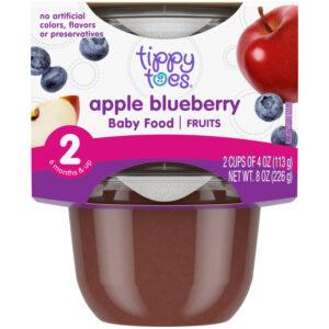Tippy Toes 2 (6 Months & Up) Fruits Apple Blueberry Baby Food 2 - 4 oz Cups