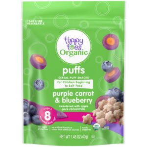 Tippy Toes Organic Stage 2 (8 months) Purple Carrot & Blueberry Puffs 1.48 oz