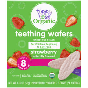 Tippy Toes Organic Stage 2 (8 months) Strawberry Stage 2 Teething Wafers 12 - 2 Wafer Packs